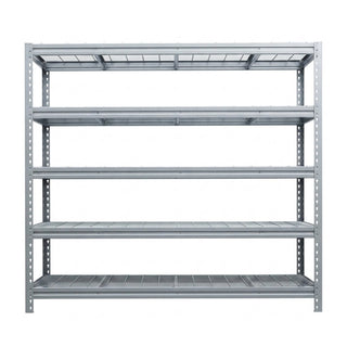 Vorderansicht verzinktes BullRackRivet Drahtregal 180x180x60 mit 3 Verstrebungen und 5 Ebenen
