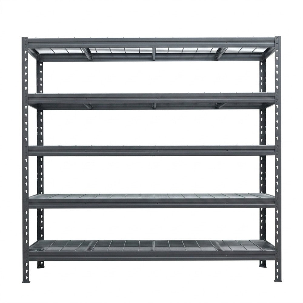 Graues BullRackRivet Drahtregal 180x180x60 mit 3 Verstrebungen und 5 Ebenen