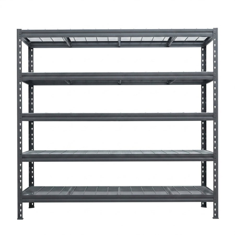 Graues BullRackRivet Drahtregal 180x180x60 mit 3 Verstrebungen und 5 Ebenen