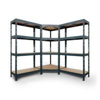 Sistema de estanterias 2 estanterias de alta resistencia y estanteria en la esquina Rivet 180x180x180x45cm con 4 estantes HDF gris antracita