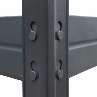 Szczegół szarego metalowego regału RIVET o wytrzymałym designie