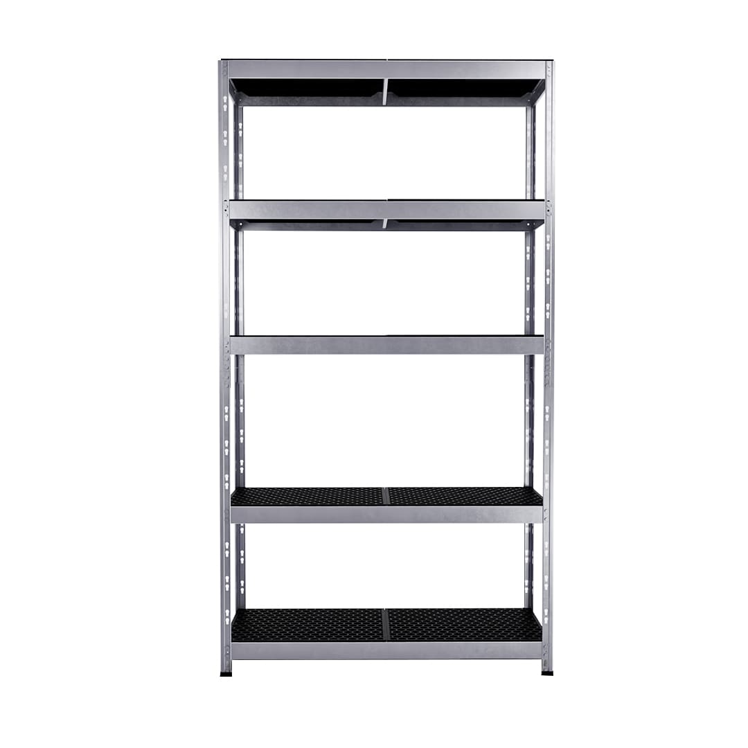 Metalowa półka zewnętrzna 5 poziomów 100x40 cm widok z przodu