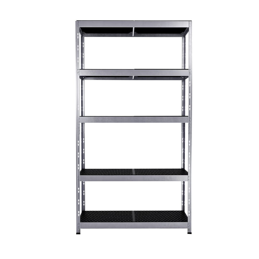 Metalowa półka zewnętrzna 5 poziomów 100x40 cm widok z przodu