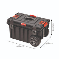 Qbrick System variabler Wagen mit Größenangaben für Metallregale und Lagerprodukte