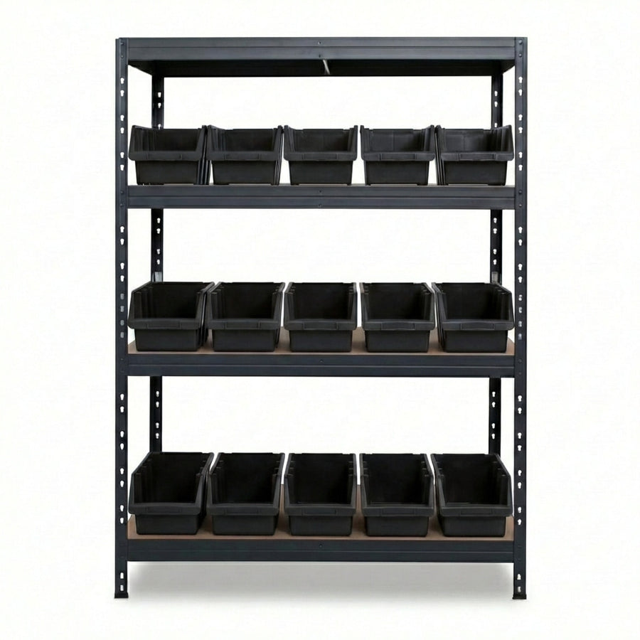 Černý 4patrový kovový regál Ergobox4 120x45 cm s nýty