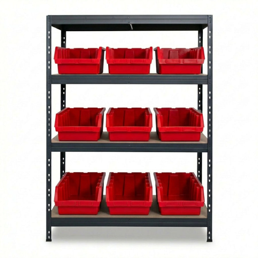 Czerwona metalowa półka Ergobox5 4-poziomowa 120x45 cm z nitami