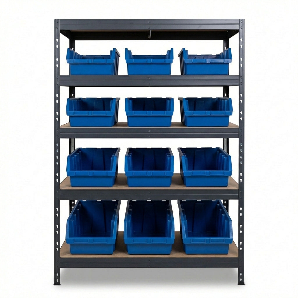 Modrý 5patrový kovový regál Ergobox5 120x45 cm s nýty