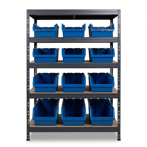 Modrý 5patrový kovový regál Ergobox5 120x45 cm s nýty