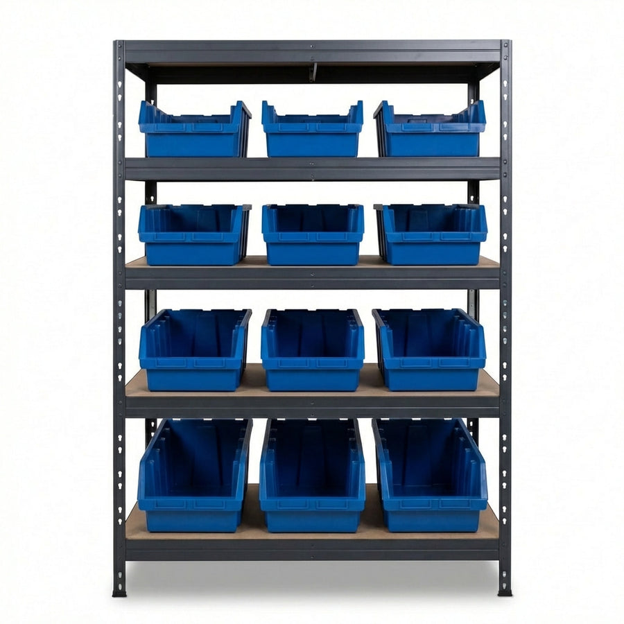 Modrý 5patrový kovový regál Ergobox5 120x45 cm s nýty