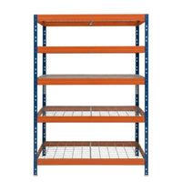 Blau-orange Metallregal DRM 252, 120x45 cm, 5 Ebenen
