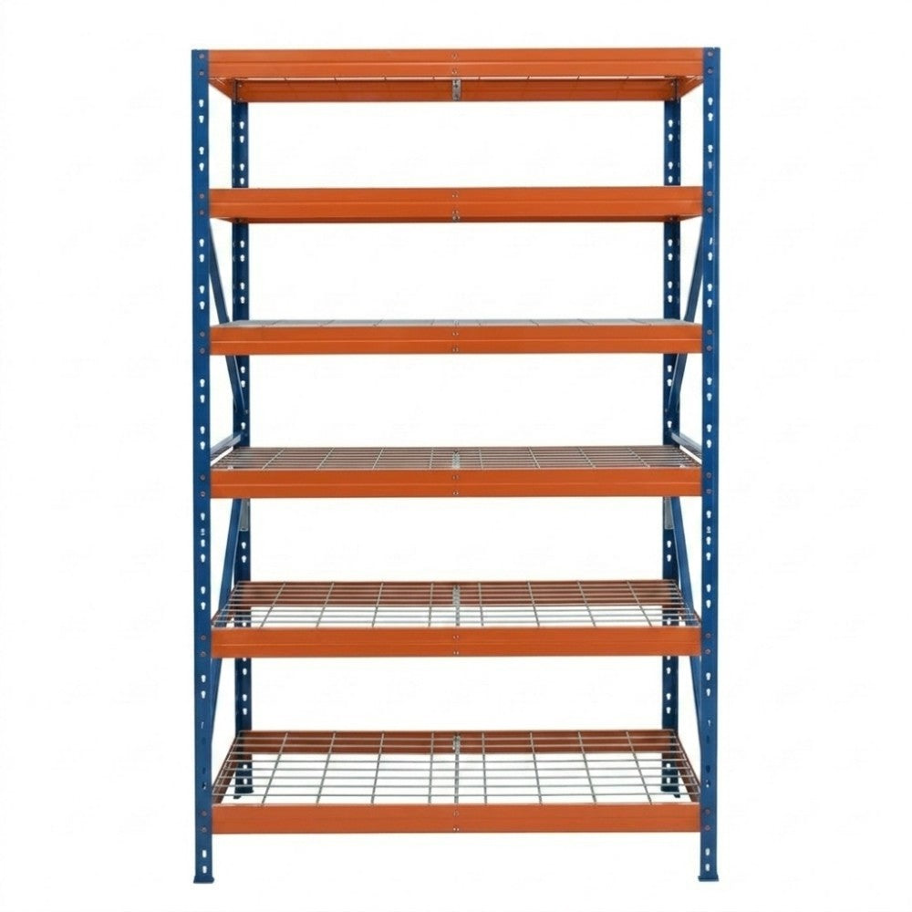 Blau-orange Metallregal DRM 252, 120x45 cm, 6 Ebenen