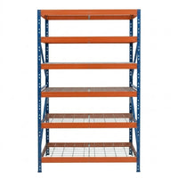 Blau-orange Metallregal DRM 252, 120x45 cm, 6 Ebenen