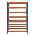 Blau-orange Metallregal DRM 252, 120x45 cm, 7 Ebenen