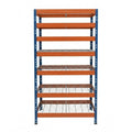 Niebiesko-pomarańczowy metalowy regał Rivet DRM 252x90x45 cm z 7 półkami