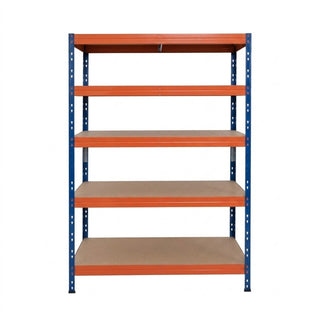 Niebiesko-pomarańczowy metalowy regał Rivet DTD 252x120x45 cm z 5 półkami