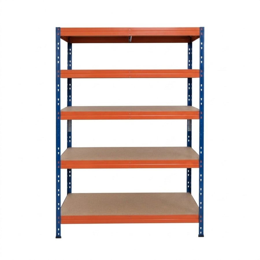 Niebiesko-pomarańczowy metalowy regał Rivet DTD 252x120x45 cm z 5 półkami