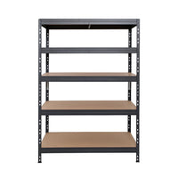 Šedý kovový regál Rivet DTD 252x120x45 cm s piatimi policami pre uskladnenie