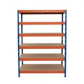 Metallregal Rivet DTD 252x120x45 cm, 6 Ebenen, blau-orange lackiert