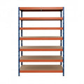 Metallregal Rivet DTD 252x120x45 cm, 7 Ebenen, blau-orange lackiert