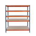 Metallregal Rivet DTD 252x150x60 cm, 5 Ebenen, blau-orange lackiert