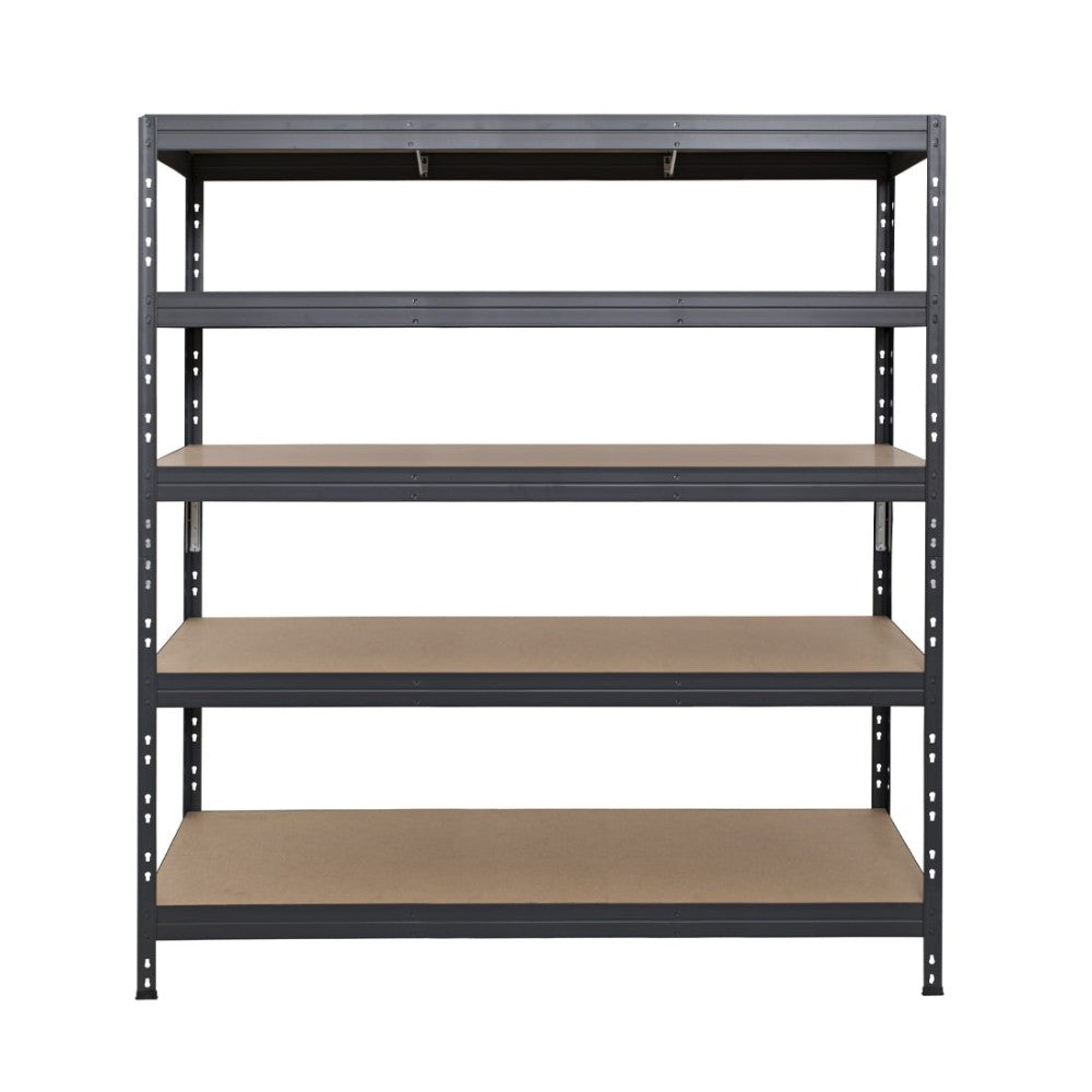 Šedý kovový regál Rivet DTD 252x150x60 cm s piatimi policami pre efektívne uskladnenie