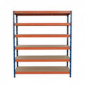 Metallregal Rivet DTD 252x150x60 cm, 6 Ebenen, blau-orange lackiert
