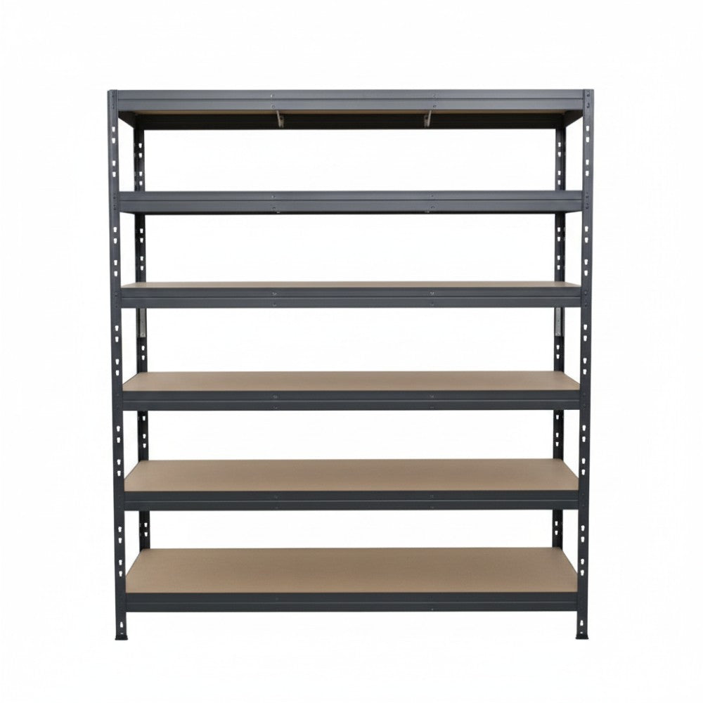 Šedý kovový regál 252x150x60 cm so 6 policami, pevný a funkčný