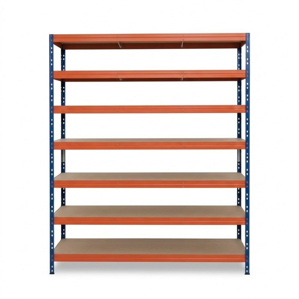 Blau-orange Metallregal Rivet DTD 252x150x60 cm mit 7 Ebenen