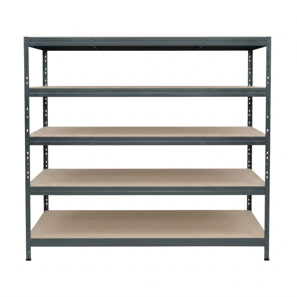 Šedý kovový regál 252x180x45 cm so 5 policami, praktický a robustný
