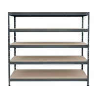 Šedý kovový regál 252x180x45 cm so 5 policami, praktický a robustný