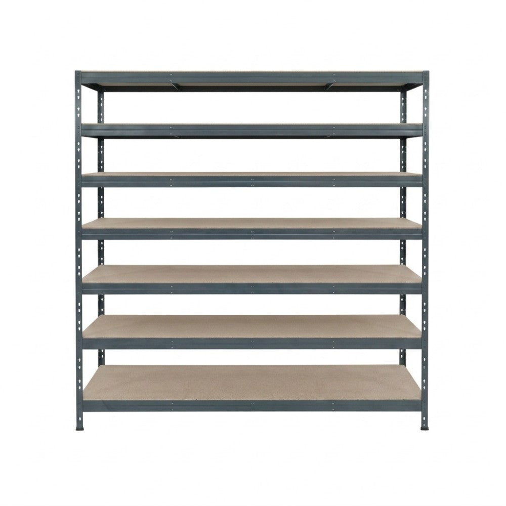 Šedý kovový regál Rivet DTD 252x180x45 cm se 7 policemi