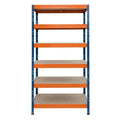 Metallregal mit 6 Ebenen in Blau und Orange, stabil und vielseitig einsetzbar