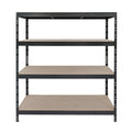 Rivet Pro DTD graues Metallregal 150 cm breit mit 4 Ebenen, Frontansicht