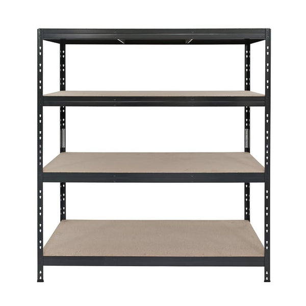 Rivet Pro DTD graues Metallregal 150 cm breit mit 4 Ebenen, Frontansicht