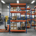 Schwerlastregal RIVET PRO 252x120x60 Spanplatte 5 Ebenen Blau-Orange
