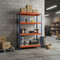 Schwerlastregal RIVET PRO 252x120x60 Spanplatte 5 Ebenen Blau-Orange