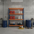 Schwerlastregal RIVET PRO 252x120x60 Stahlgitterboden 7 Ebenen Blau-Orange