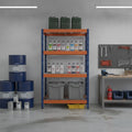 Schwerlastregal RIVET PRO 252x120x60 Stahlgitterboden 7 Ebenen Blau-Orange