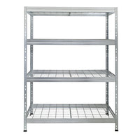 Vorderansicht des galvanisierten Rivet Pro Drahtregals 120 cm mit 4 Ebenen