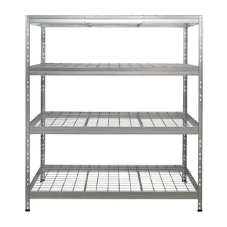 Vorderansicht des galvanisierten Rivet Pro Drahtregals 150 cm mit 4 Ebenen