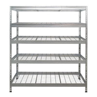 Galvanizovaný drôtený regál Rivet Pro s piatimi policami, šírka 150 cm, pohľad spredu