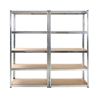 2x bezskrutkový kovový regál, 180x90x40 cm, 5x HDF polica, 175 kg na policu, zinok