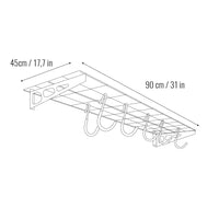 Estantería metálica de pared 90x45 con 6 ganchos