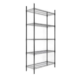 Gitterregal, 181x91x35cm, 5 Böden, schwarz-pulverbeschichtet