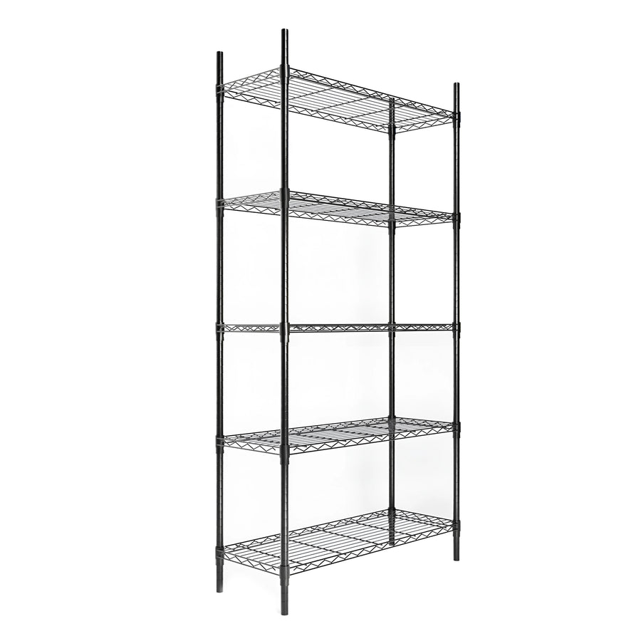 Gitterregal, 181x91x35cm, 5 Böden, schwarz-pulverbeschichtet